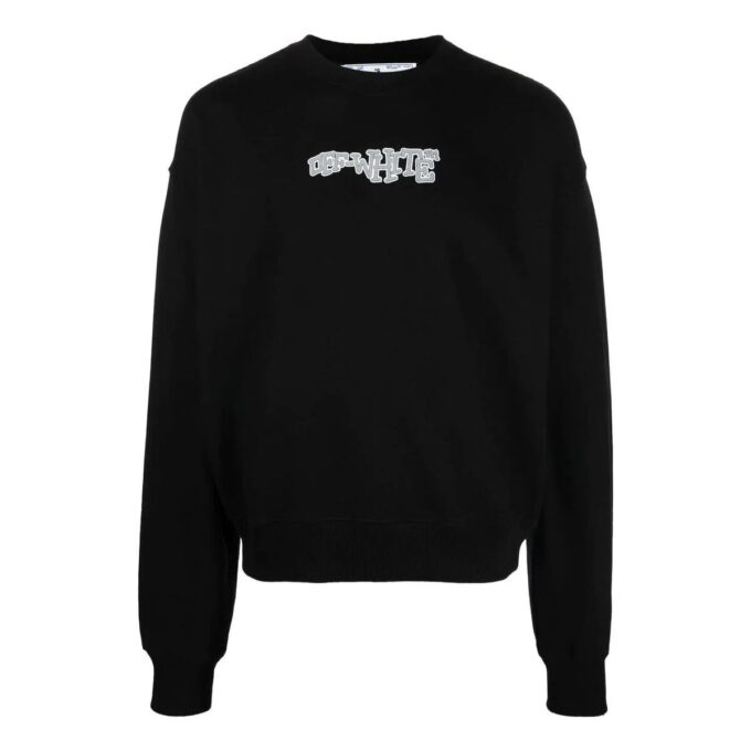 Sudadera de cuello redondo con estampado de logotipo «Negro»