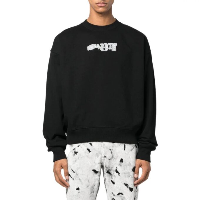 Sudadera de cuello redondo con estampado de logotipo «Negro»