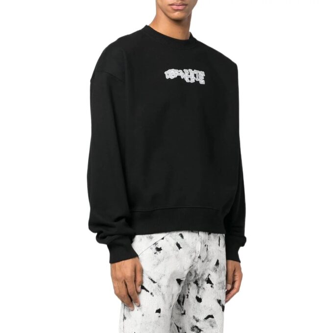 Sudadera de cuello redondo con estampado de logotipo «Negro»