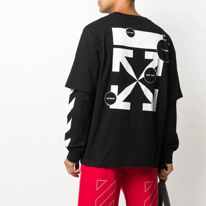 Sudadera de manga superpuesta con rayas diagonales O20