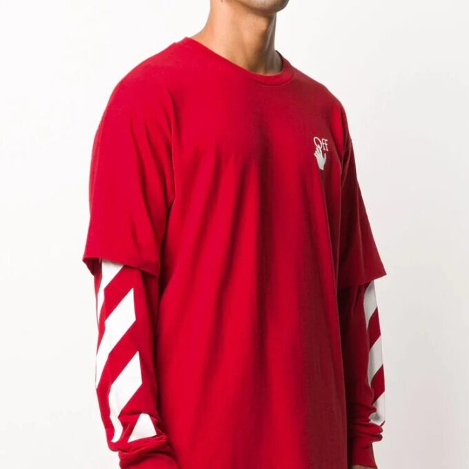 Sudadera de manga superpuesta con rayas diagonales O20