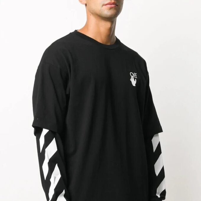 Sudadera de manga superpuesta con rayas diagonales O20