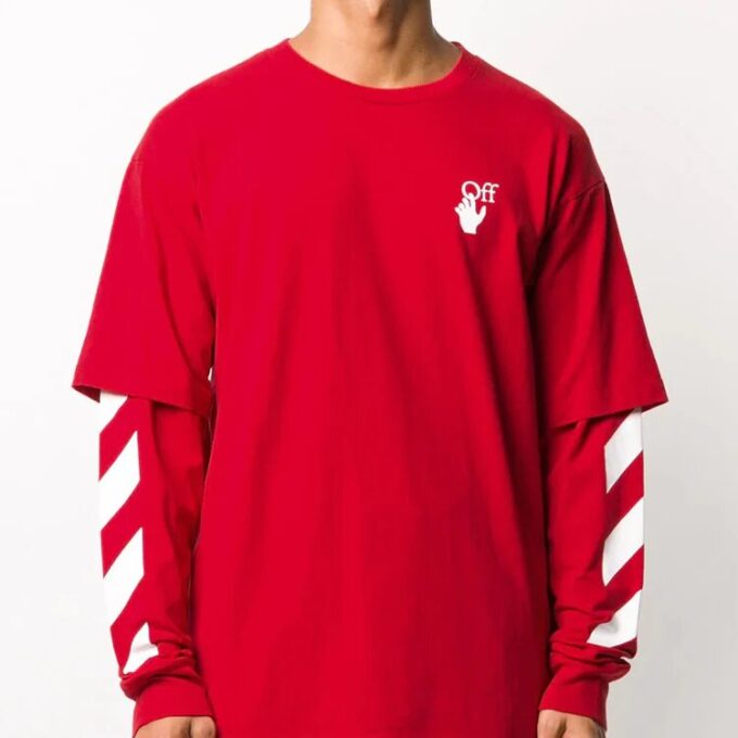 Sudadera de manga superpuesta con rayas diagonales O20