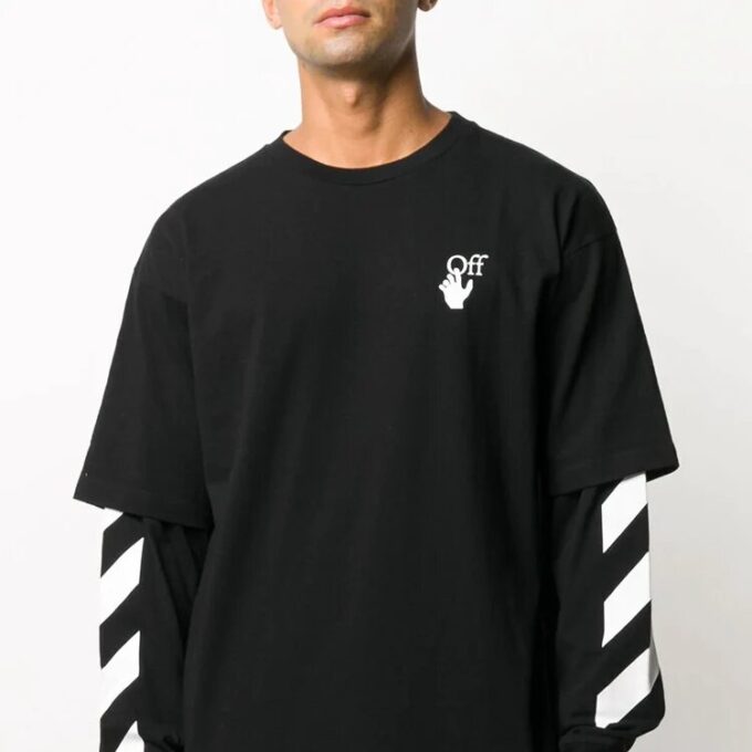 Sudadera de manga superpuesta con rayas diagonales O20