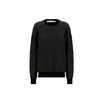 Sudadera deportiva con capucha y cuello redondo Off-White con estampado de flecha, versión entallada, gris