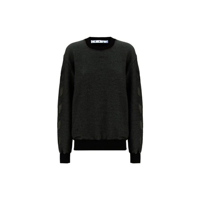 Sudadera deportiva con capucha y cuello redondo Off-White con estampado de flecha, versión entallada, gris