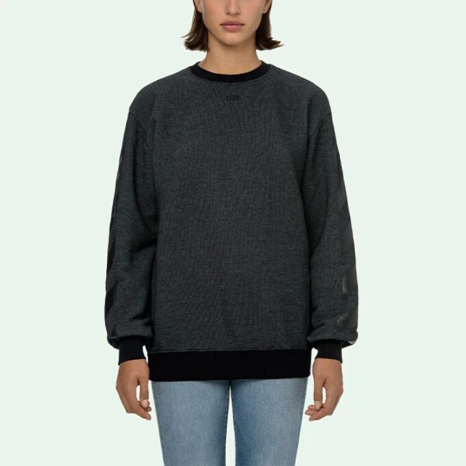 Sudadera deportiva con capucha y cuello redondo Off-White con estampado de flecha, versión entallada, gris