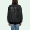 Sudadera deportiva con capucha y cuello redondo Off-White con estampado de flecha, versión entallada, gris