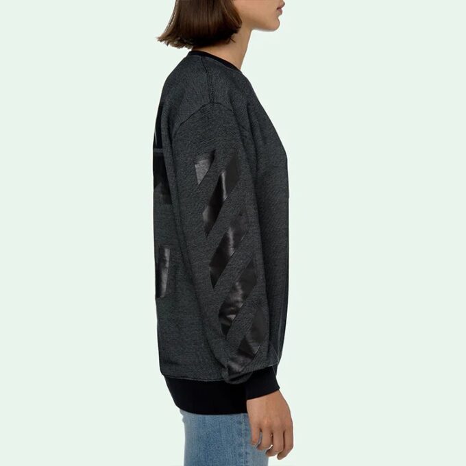 Sudadera deportiva con capucha y cuello redondo Off-White con estampado de flecha, versión entallada, gris