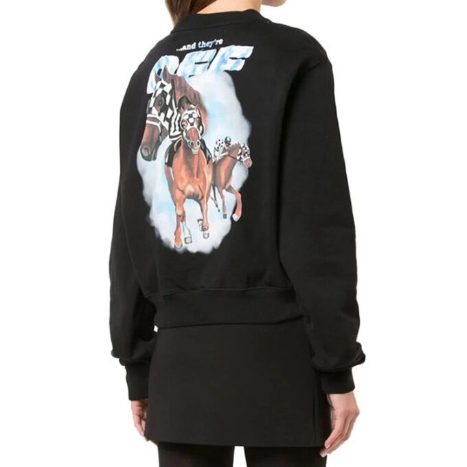 Sudadera holgada de algodón Off-White con logotipo de caballo