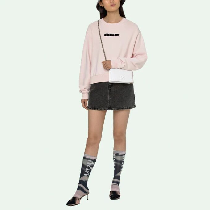 Sudadera sin capucha de cuello redondo con logotipo Off-White SS21, rosa