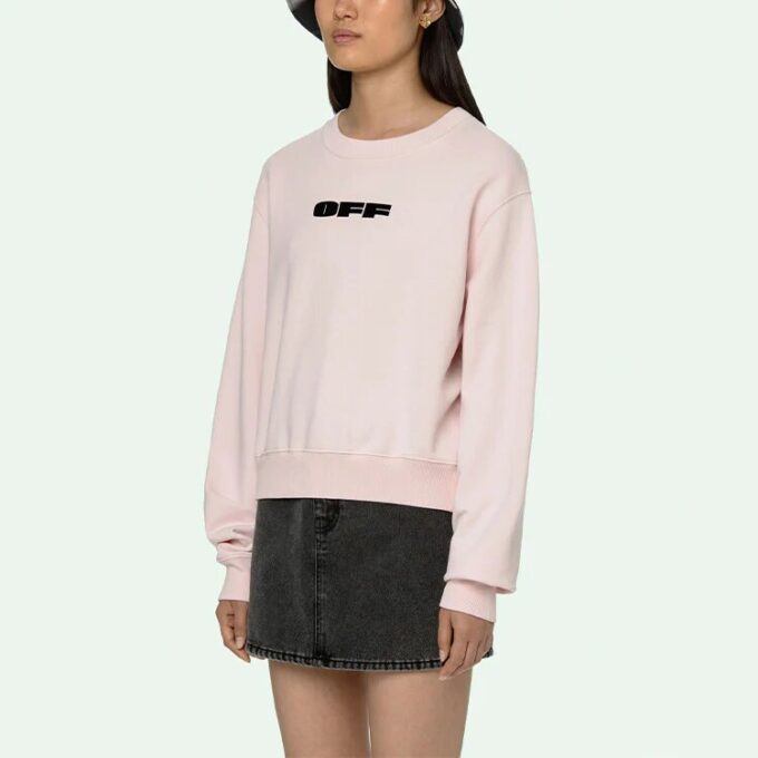 Sudadera sin capucha de cuello redondo con logotipo Off-White SS21, rosa