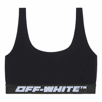 Sujetador deportivo con banda con el logotipo Off-White en blanco roto «Negro»
