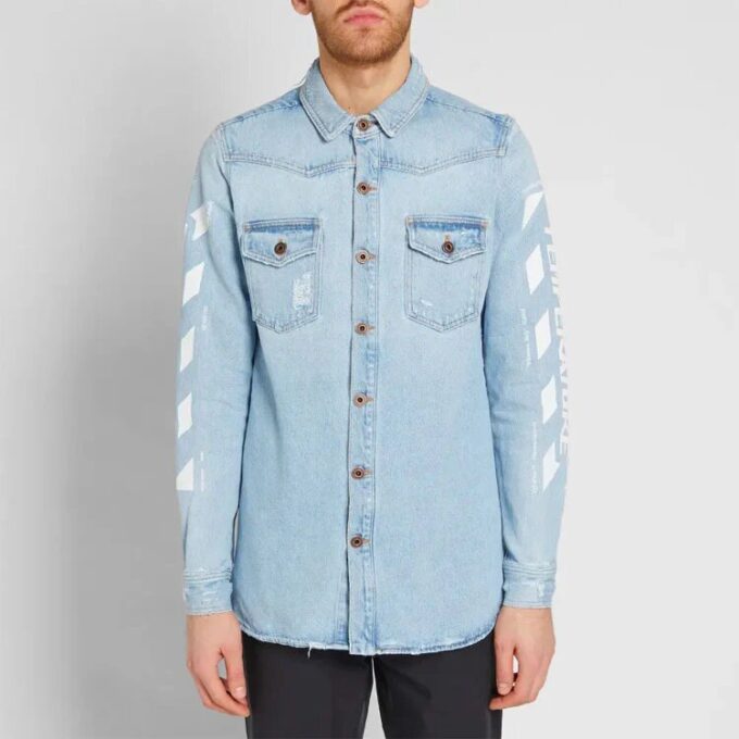 Temperature C/O Virgil Abloh Camisa Denim de hombre Temperature Azul claro