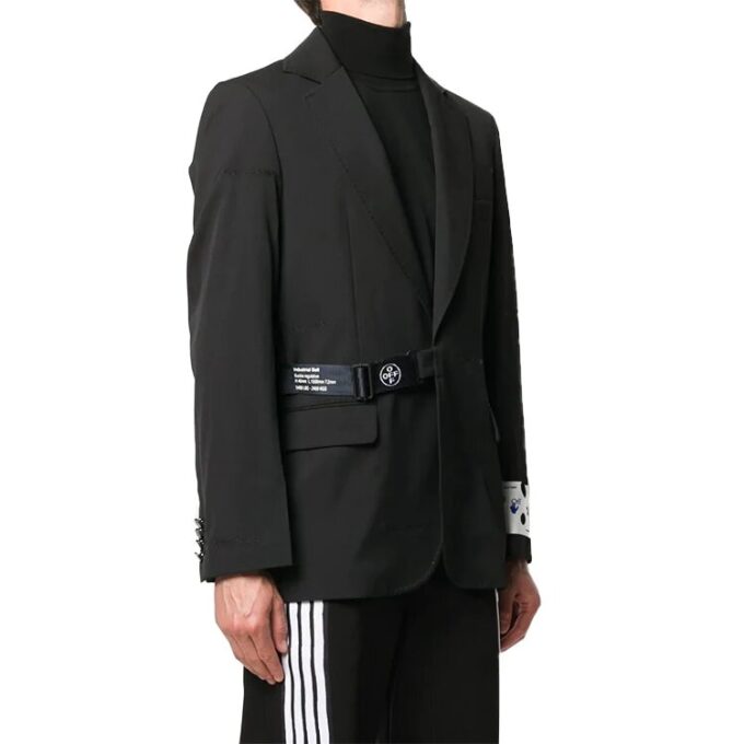 Traje con cordones Off-White para hombre, chaqueta negra