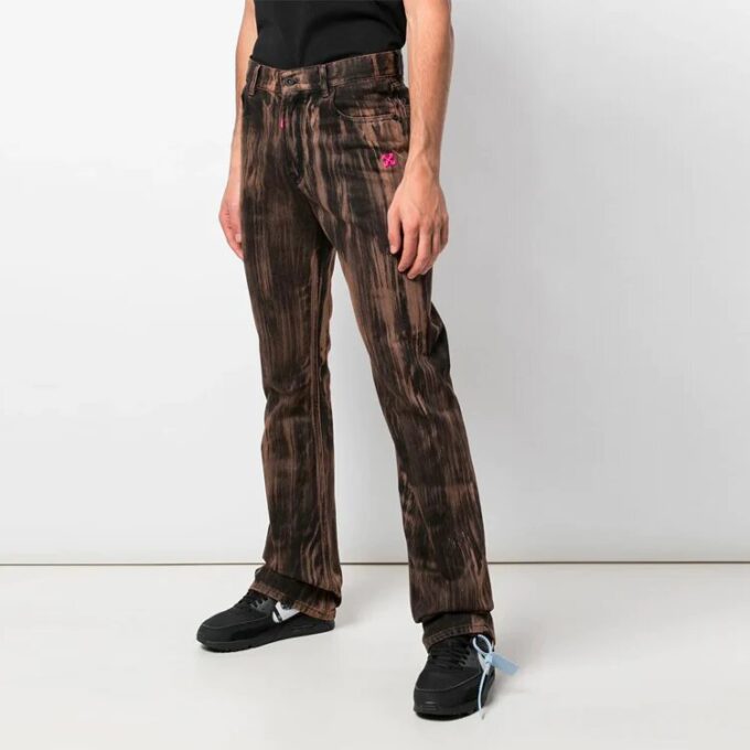 Vaqueros casuales con estampado, corte ajustado, color amarillo