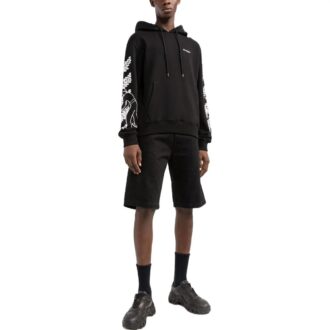 Versión de manga larga con capucha y cordón, estampado con el logotipo FW22, color negro