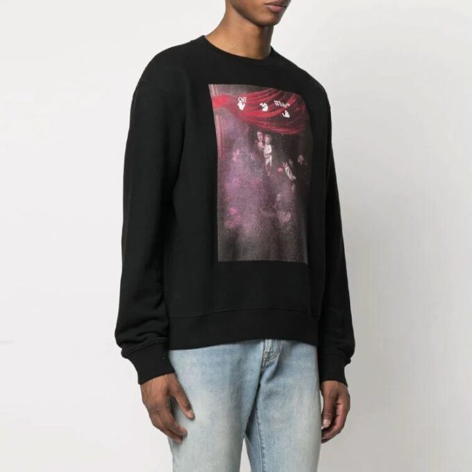 Versión de manga larga con cuello redondo y estampado de Arrows de la colección Primavera-Verano 2021, color negro