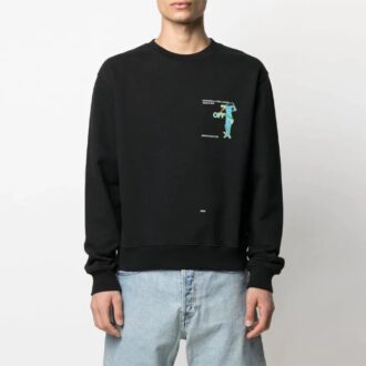 Versión de manga larga con cuello redondo y estampado de Arrows SS21, negro