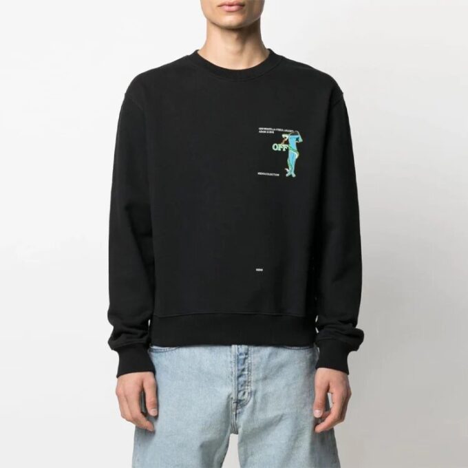 Versión de manga larga con cuello redondo y estampado de Arrows SS21, negro