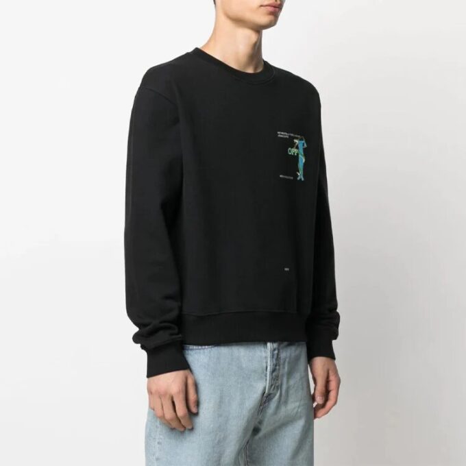 Versión de manga larga con cuello redondo y estampado de Arrows SS21, negro