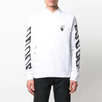 Versión de manga larga con cuello redondo y estampado de grafitis SS21 Blanco