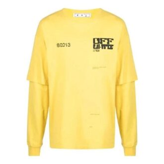 Versión de manga larga con estampado de letras casual, color amarillo