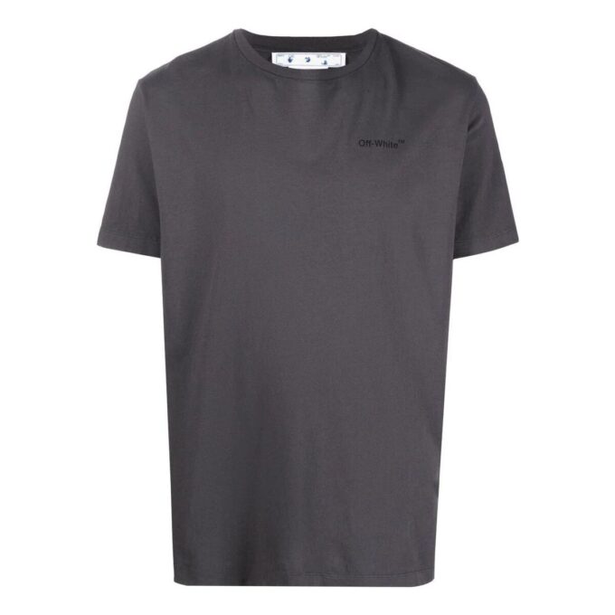 Versión de pantalones cortos con cuello redondo y estampado del logotipo en la espalda, gris