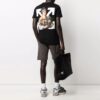 Versión de pantalones cortos y cuello redondo con estampado de dibujos animados, primavera-verano 2021, negro