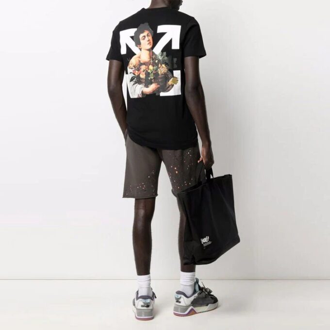 Versión de pantalones cortos y cuello redondo con estampado de dibujos animados, primavera-verano 2021, negro