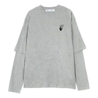 Versión estándar de manga larga con cuello redondo y estampado trasero con el logotipo de la temporada primavera-verano 2021, color gris