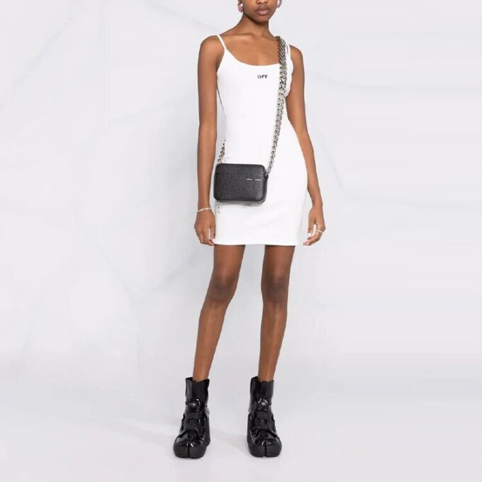 Vestido básico de canalé Off-White Off Stamp «Blanco»