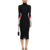 Vestido con inserciones de jersey ligero