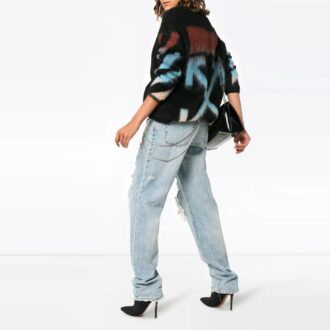 Vestido negro de punto con estampado Off-White