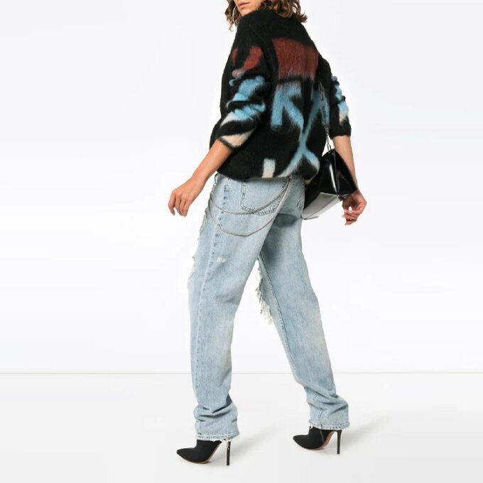 Vestido negro de punto con estampado Off-White