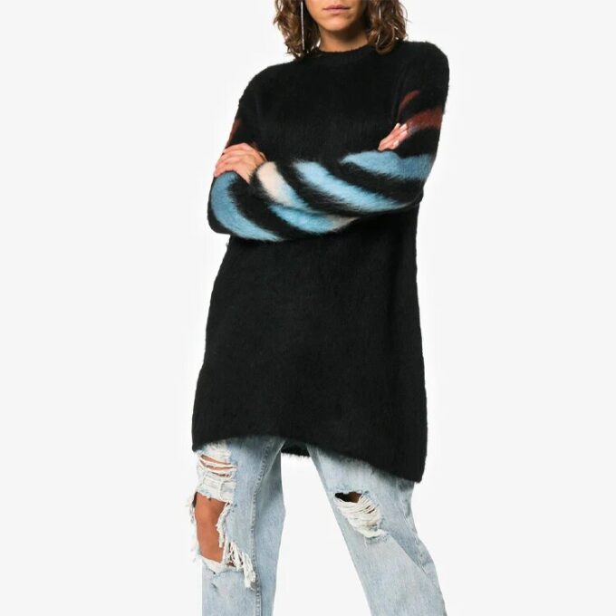 Vestido negro de punto con estampado Off-White