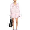 Vestido pijama New Roxy de satén jacquard Off-White en color blanco roto