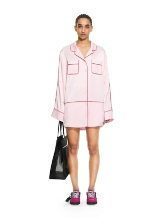Vestido pijama New Roxy de satén jacquard Off-White en color blanco roto