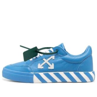 Vulcanized leather trainers with low shaft «Blue White Green»