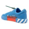 Vulcanized leather trainers with low shaft «Blue White Green»