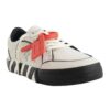 Zapatillas bajas de cuero Vulcanized con contorno «Blanco, negro y naranja»