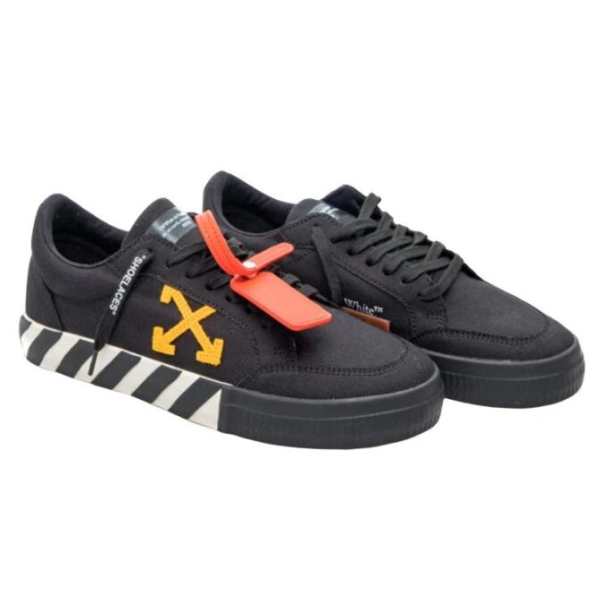 Zapatillas bajas de lona Vulcanized «Negro Naranja Blanco»