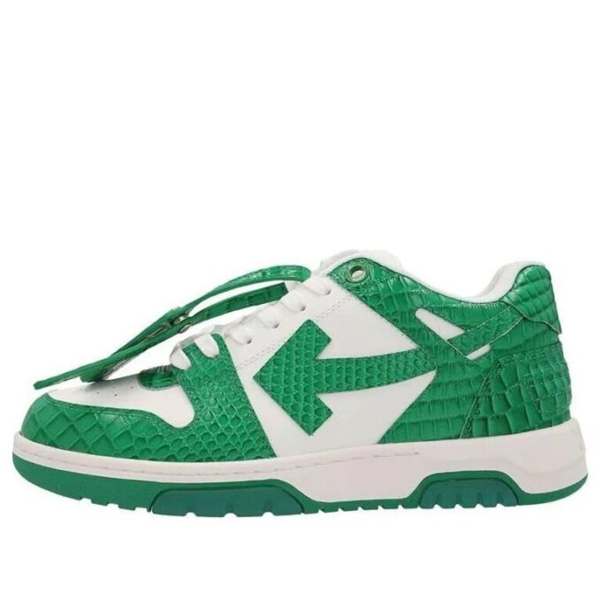 Zapatillas bajas Out Of Office con estampado de cocodrilo «Green White»
