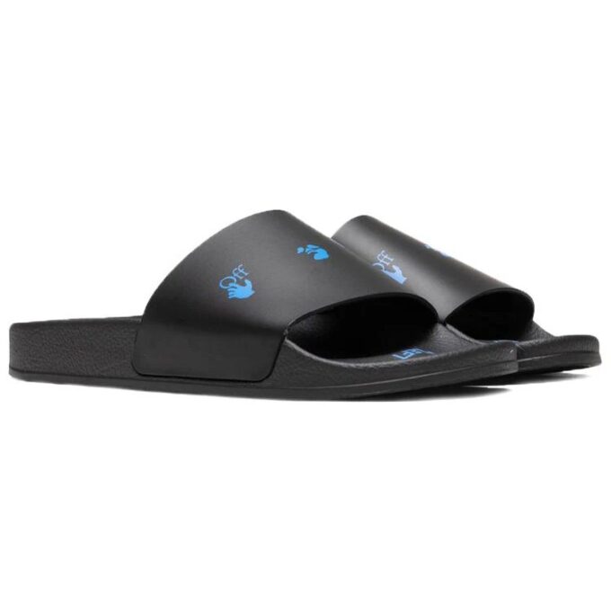 Zapatillas de casa informales con estampado de logotipo «Negro Azul»