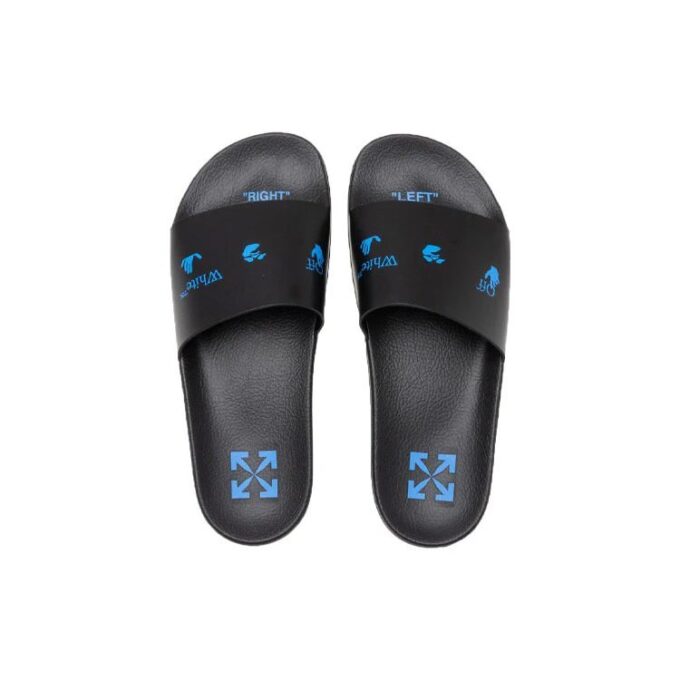 Zapatillas de casa informales con estampado de logotipo «Negro Azul»