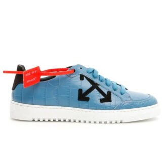 Zapatillas de cuero con estampado de cocodrilo de Off-White «Azul y blanco»