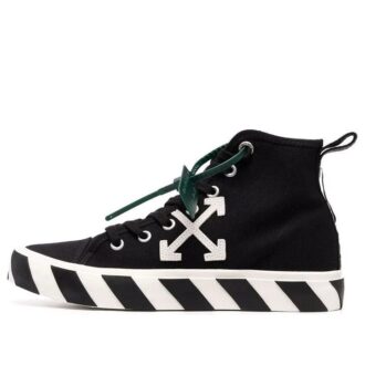 Zapatillas de lona de caña media Vulcanized «Negro Blanco Verde»