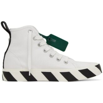 Zapatillas de lona vulcanizadas de caña media «Blanco Verde Negro»