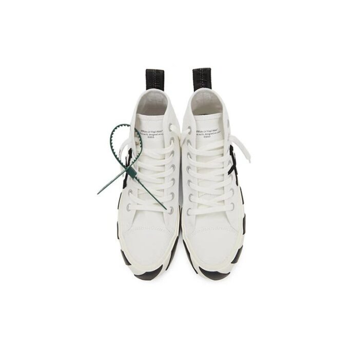 Zapatillas de lona vulcanizadas de caña media «Blanco Verde Negro»