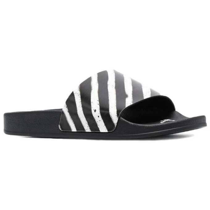 Zapatillas industriales «Diagonal Stripe – Negro Blanco»